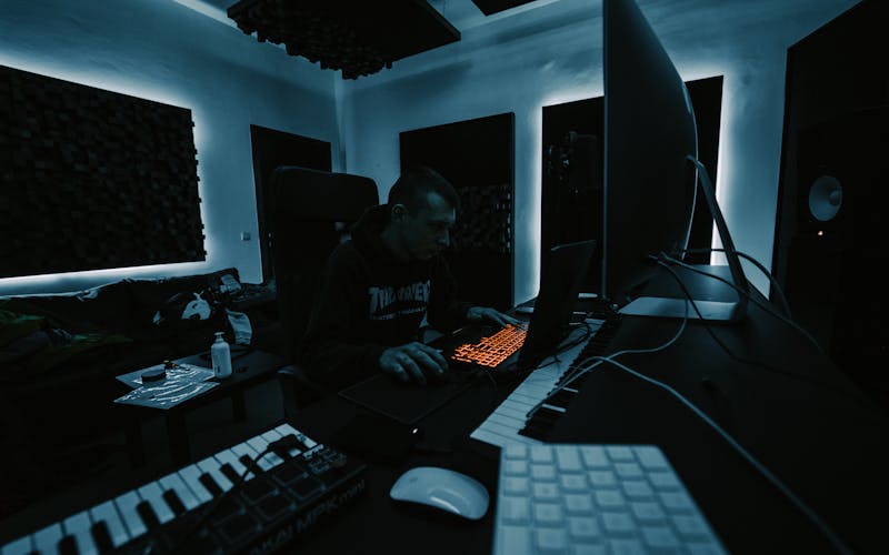 Music producer in studio